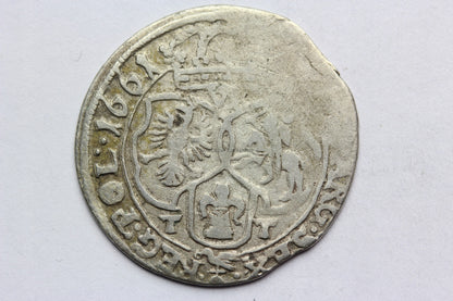 SZÓSTAK POLSKA 1661 TT - JAN II KAZIMIERZ -STAN 3