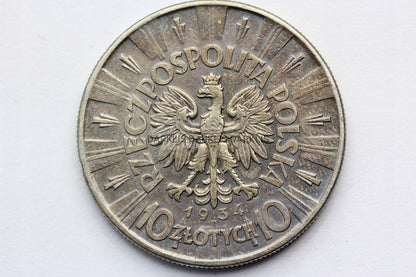 10 ZŁ POLSKA 1934 - JÓZEF PIŁSUDSKI SUPER STAN !!!