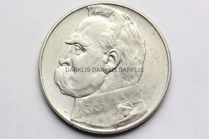 10 ZŁOTYCH POLSKA 1937 - JÓZEF PIŁSUDSKI -SREBRO