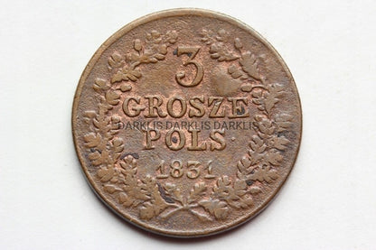 3 GROSZ POLSKA 1831-KG- POWSTANIE LISTOPADOWE STAN